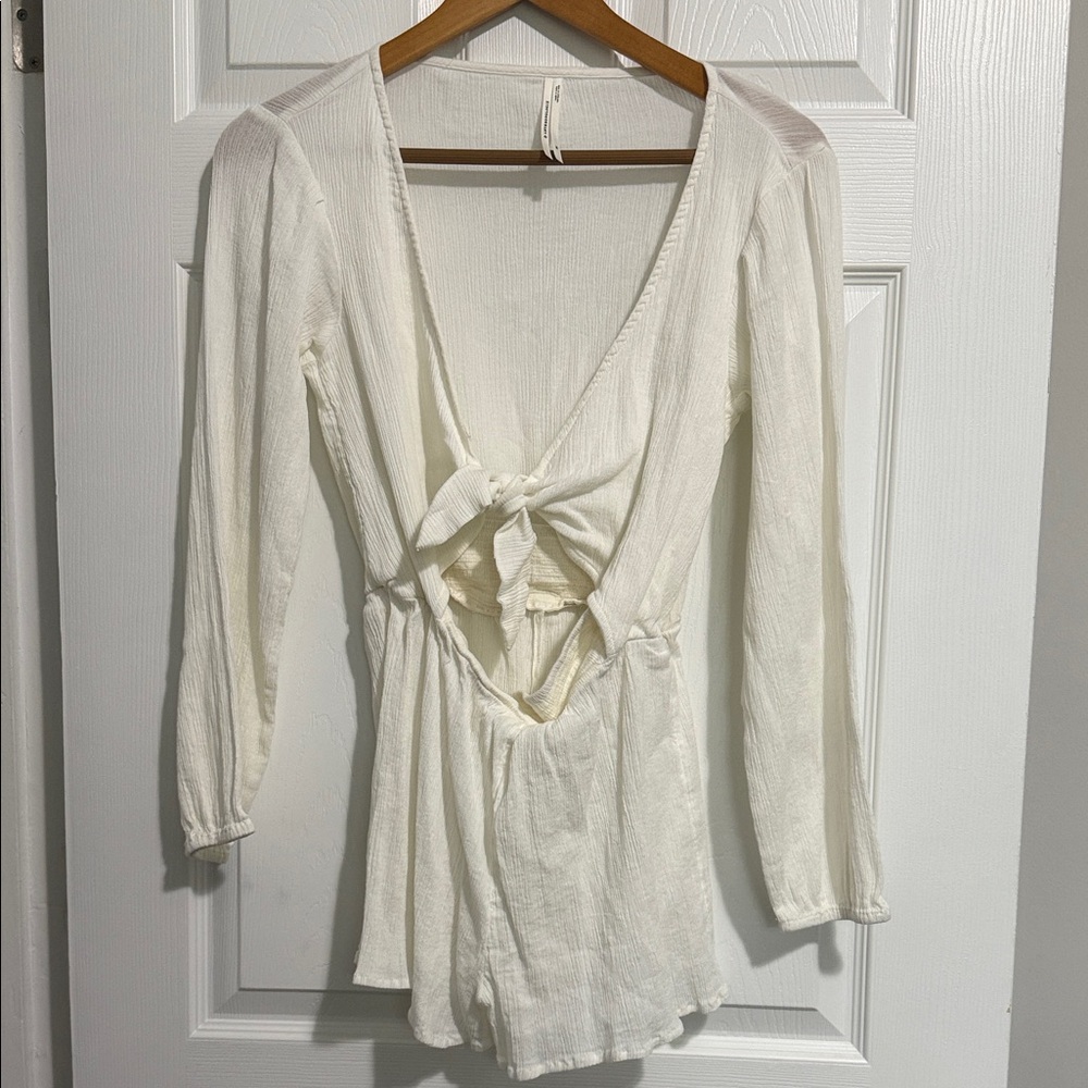 Anthropologie Cream romper with Tie Front